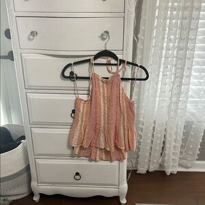 O'Neill Pink Tiered Tank Top Relaxed Fit